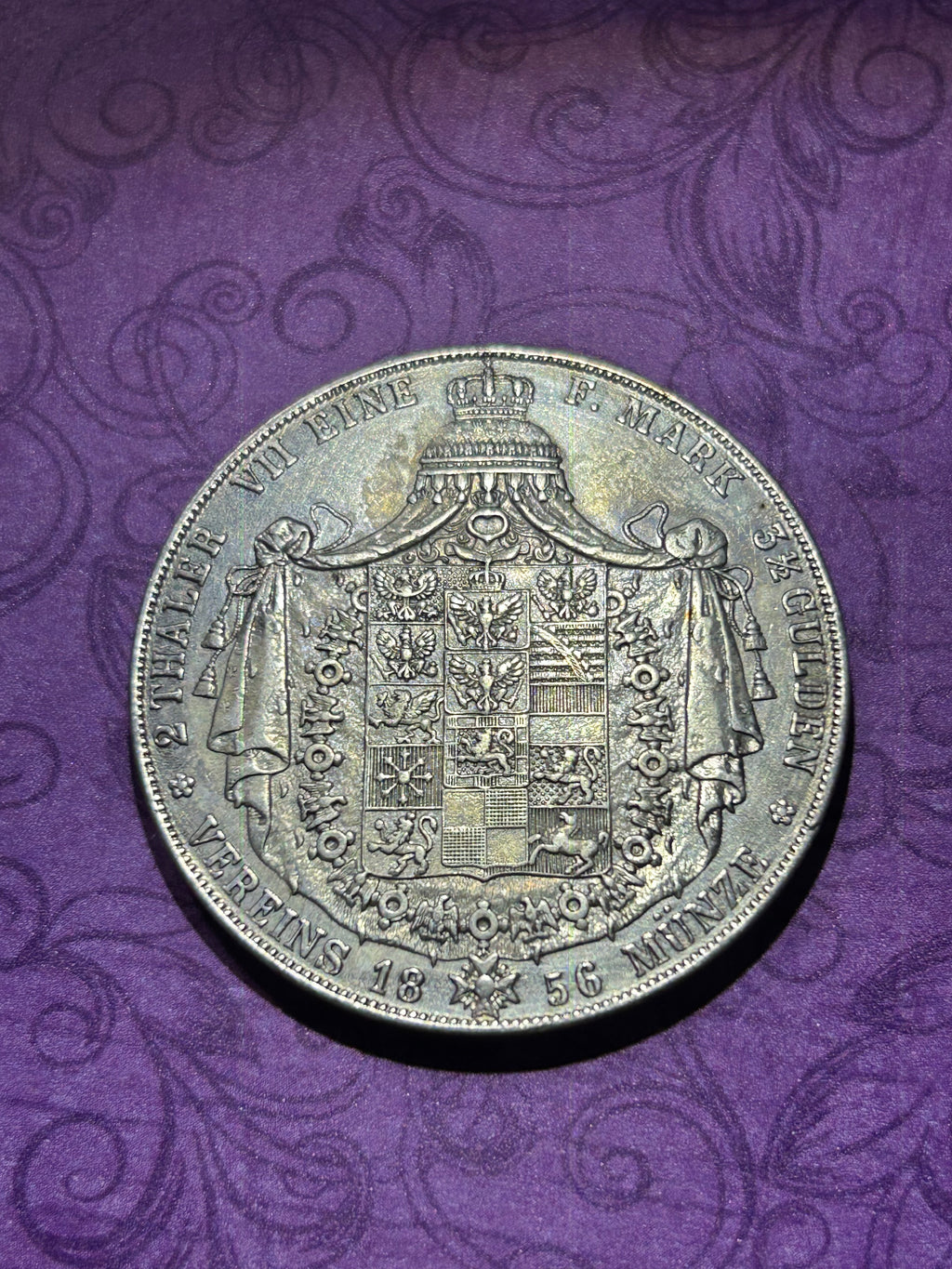 Two Thaler coin from 1856 Prussia