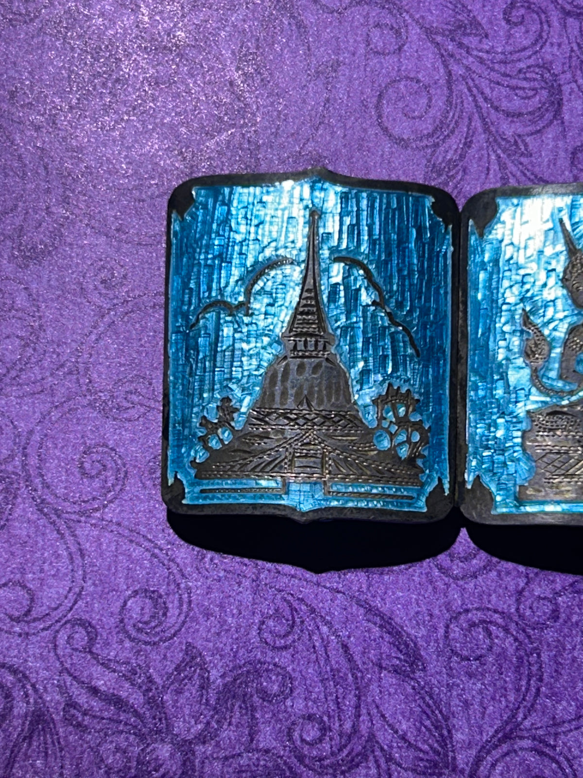 Sterling Silver Blue Enamel Bracelet From Siam