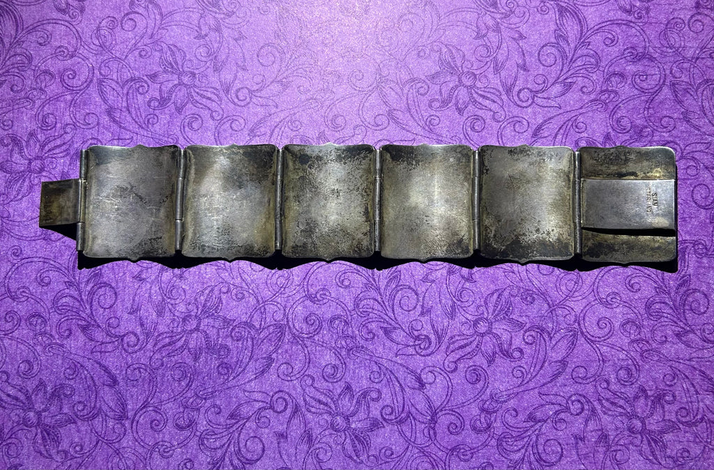 Sterling Silver Blue Enamel Bracelet From Siam