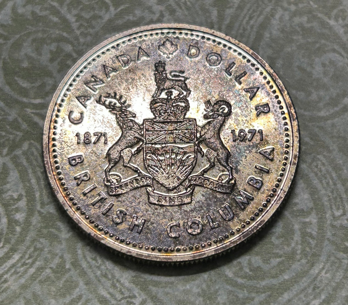 1971 British Columbia Centennial Canadian Silver Dollar