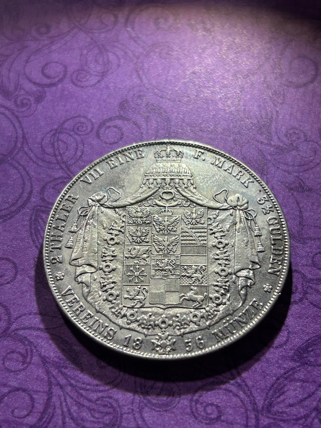 Two Thaler coin from 1856 Prussia