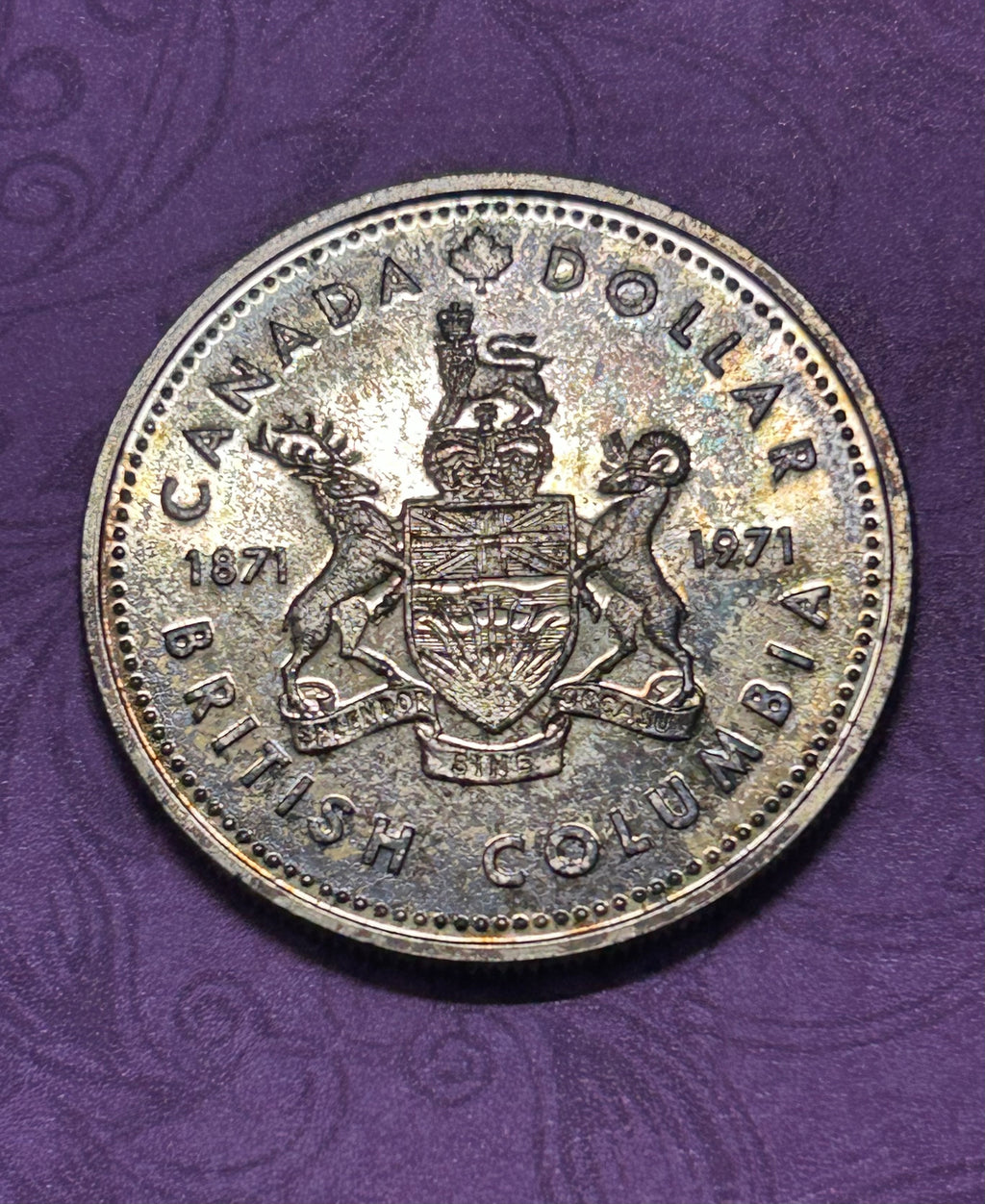 1971 British Columbia Centennial Canadian Silver Dollar